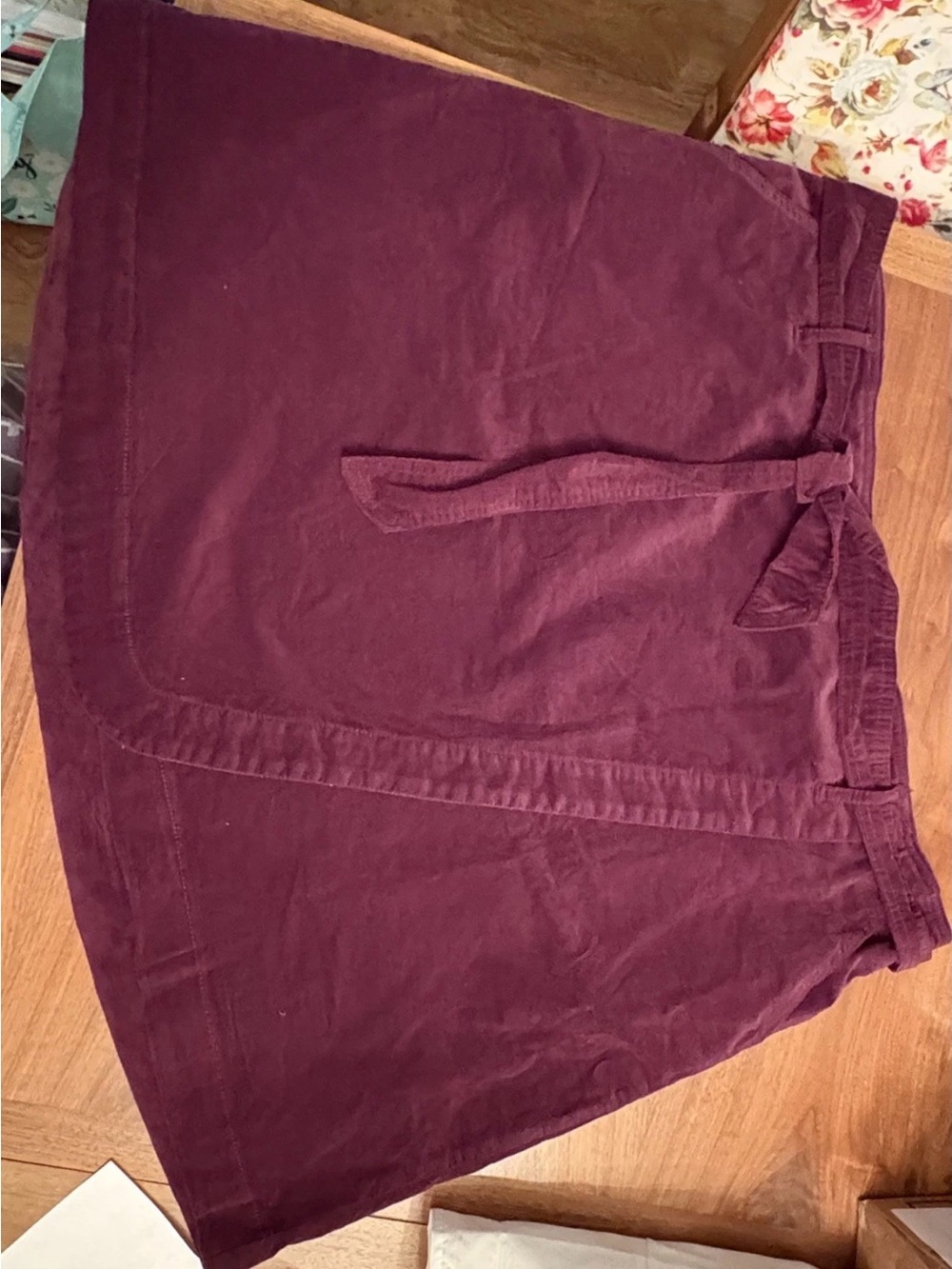 Draper James RSVP Women Soft Corduroy Wrap A Line Skirt 2X Plus Purple/burgundy